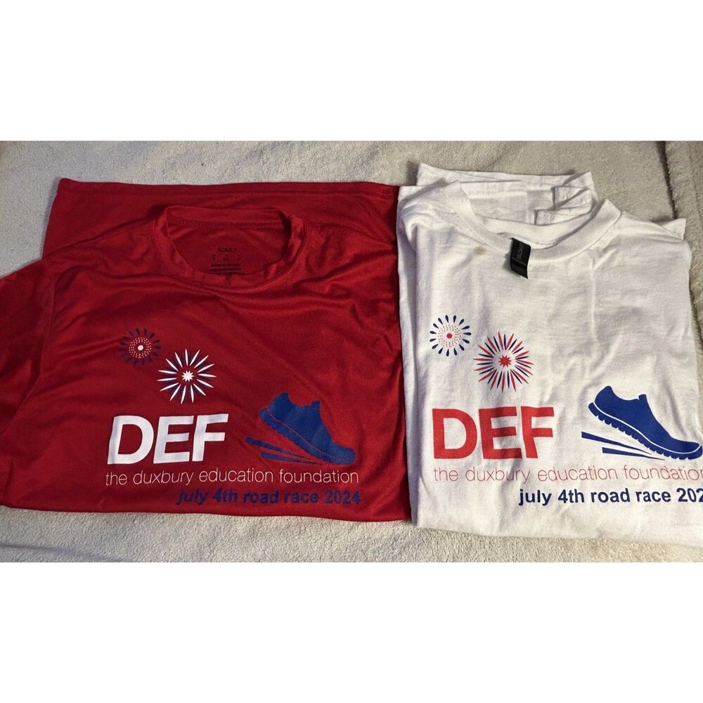 Duxbury Education Foundation 4th July RoadRace T-shirt Lot Of 2, Red S, White L